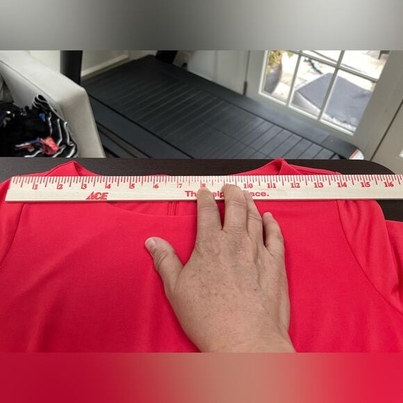 Eliza J Jersey Pleated Fit Flare Dress Size 6 Coral‎ Classic MIDI - Picture 4 of 7